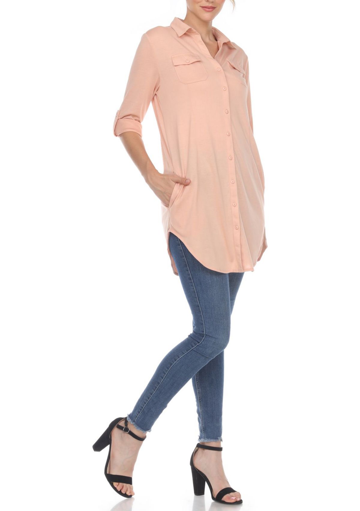 Stretchy Button-Down Tunic