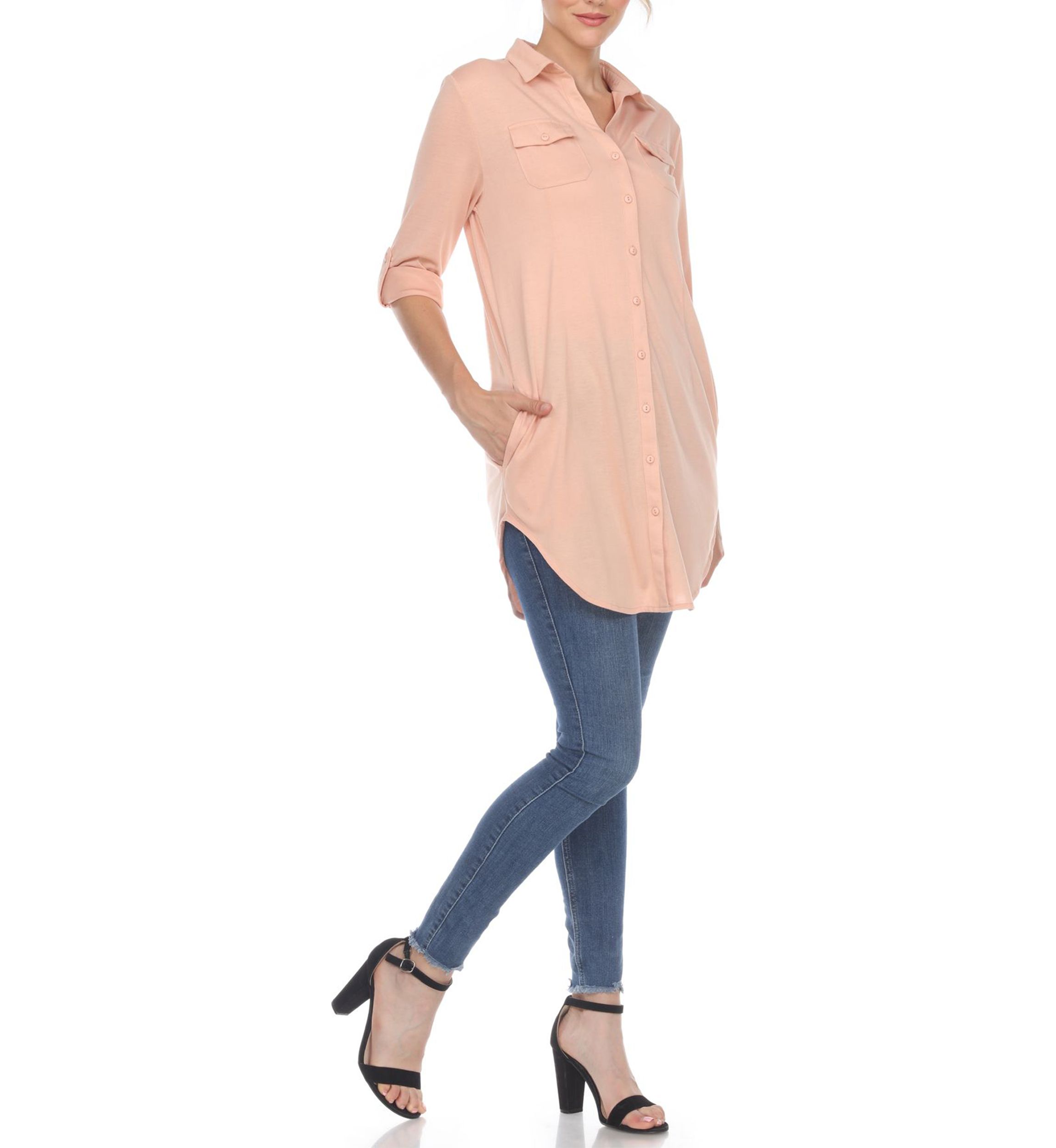 Stretchy Button-Down Tunic