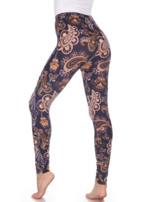 Women's One Size Fits Most Printed Leggings Purple/Fuchsia Paisley One Size  Fits Most - White Mark