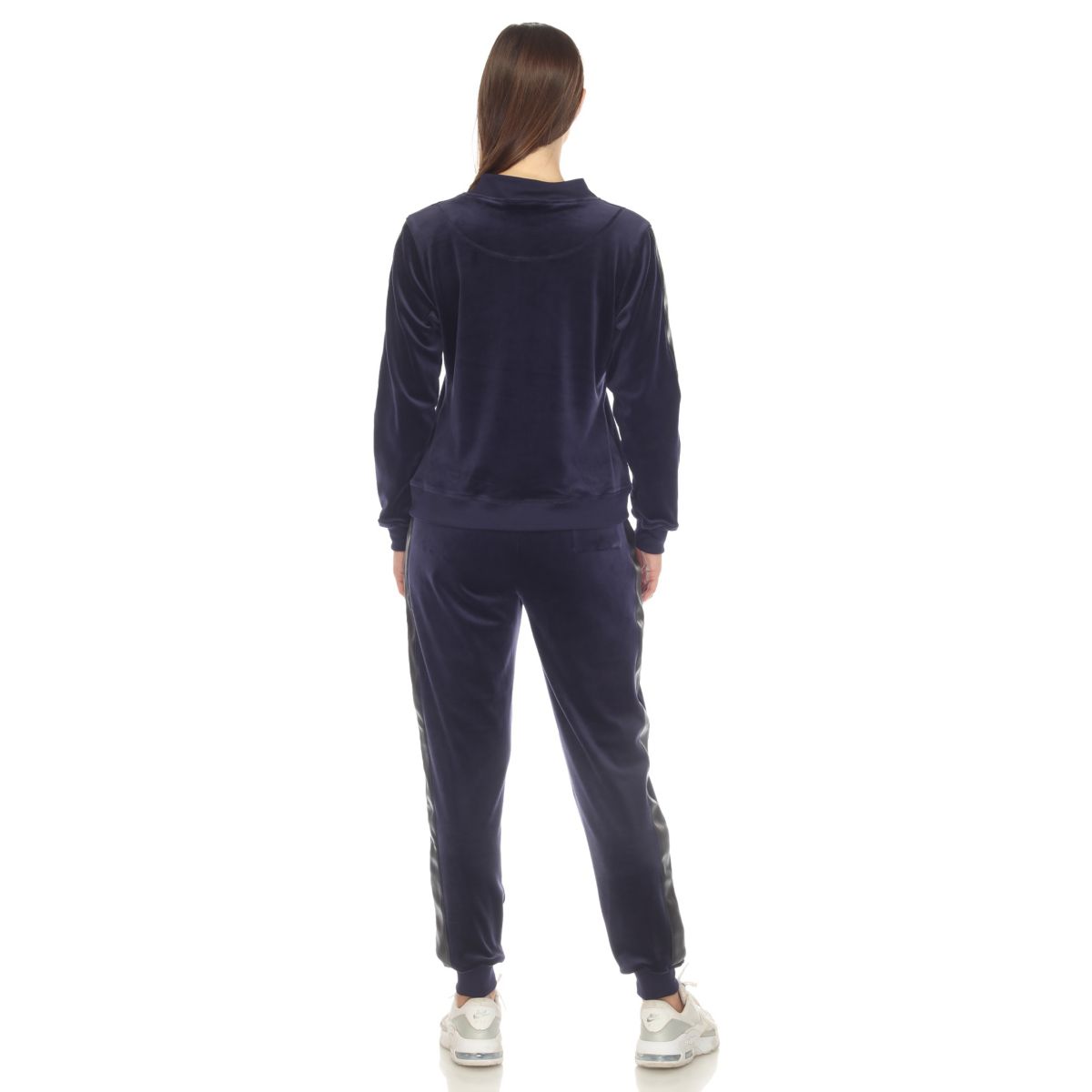 2-Piece Velour with Faux Leather Stripe