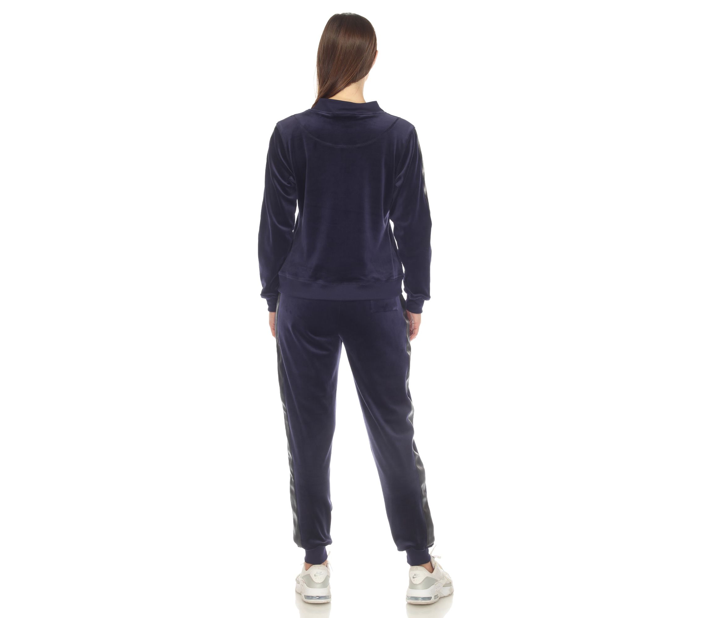 2-Piece Velour with Faux Leather Stripe