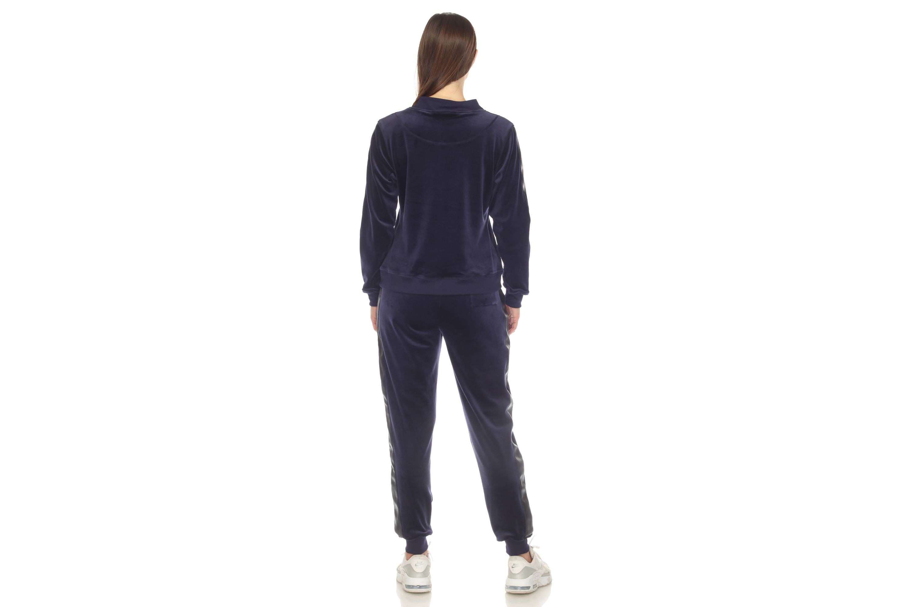2-Piece Velour with Faux Leather Stripe