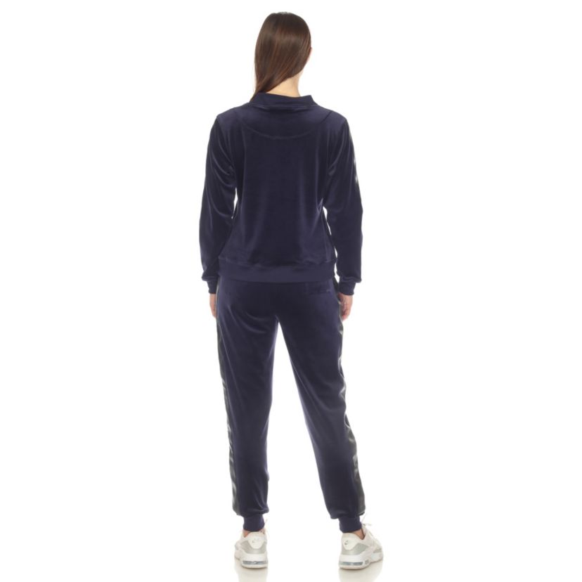 2-Piece Velour with Faux Leather Stripe