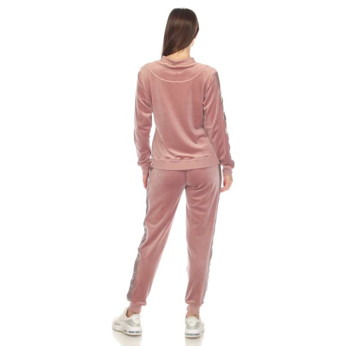 2-Piece Velour with Faux Leather Stripe