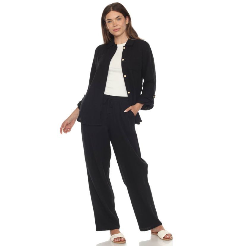 Womens Long Sleeve Button Down Cotton Gauze Set