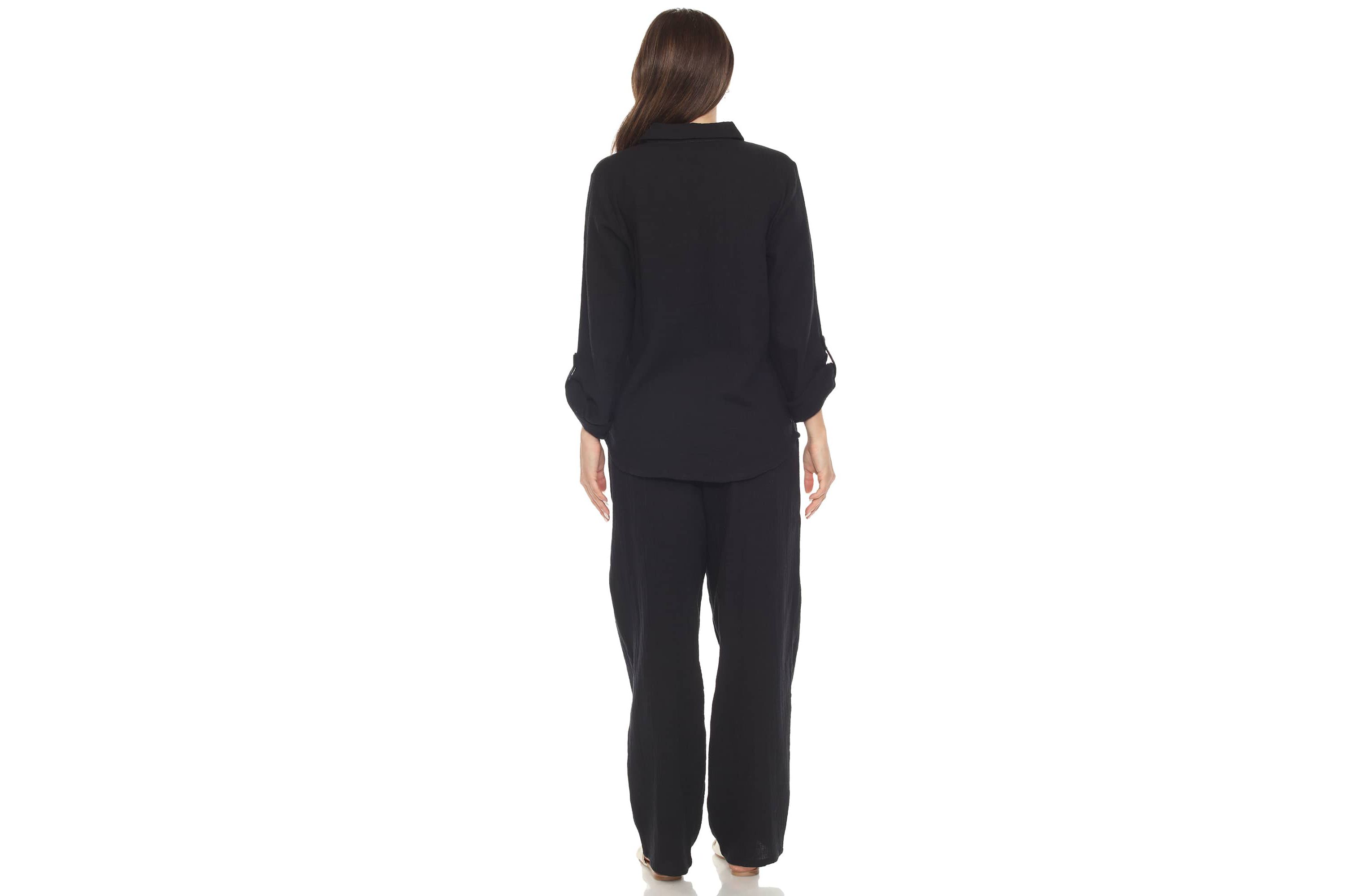 Womens Long Sleeve Button Down Cotton Gauze Set