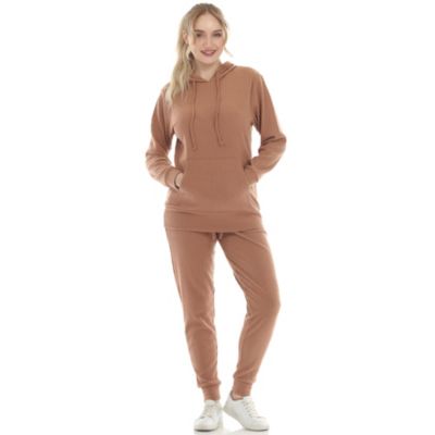 White Mark Women's Super Soft Two Piece Ribbed Set, XL