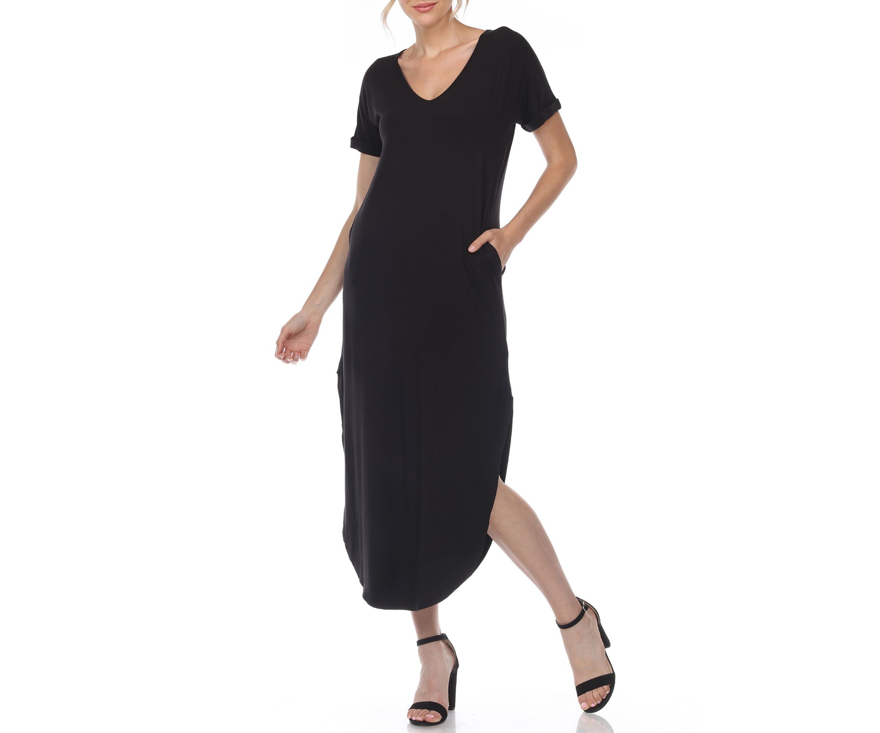 Short Sleeve V-neck Maxi Dress