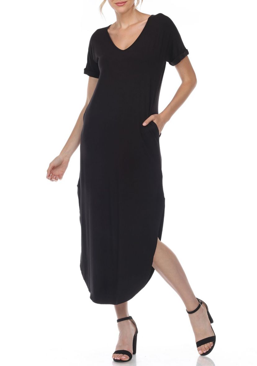 Short Sleeve V-neck Maxi Dress