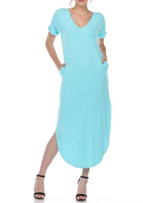 Short Sleeve V-neck Maxi Dress