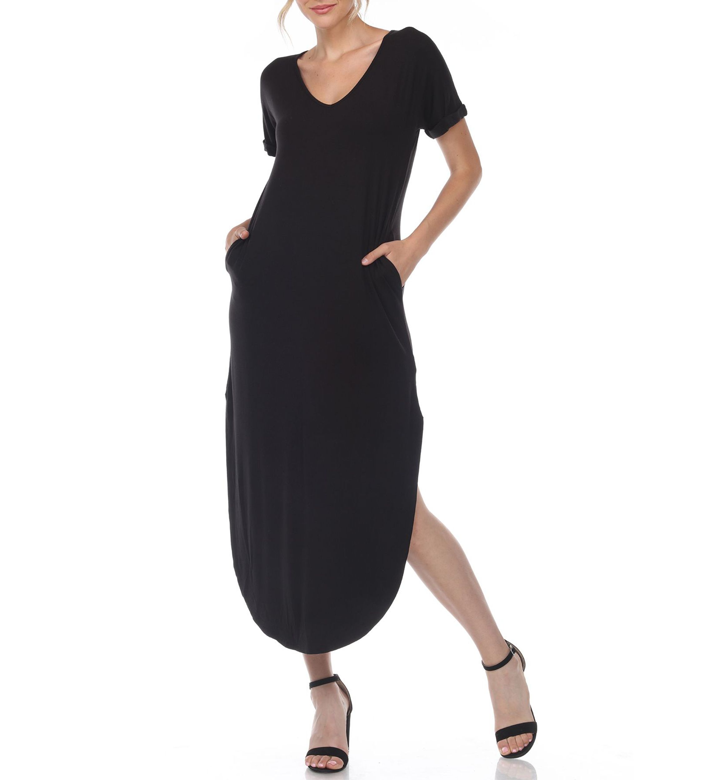 Short Sleeve V-neck Maxi Dress