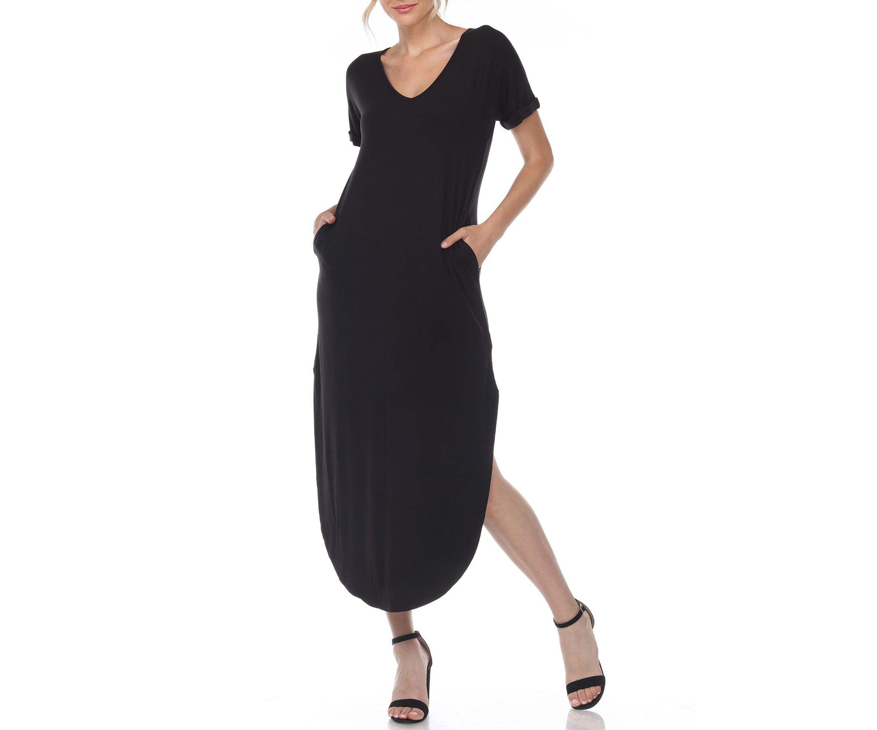Short Sleeve V-neck Maxi Dress