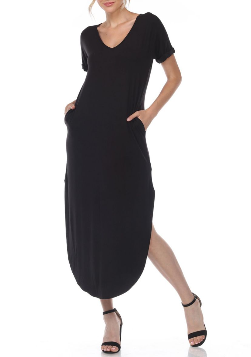 Short Sleeve V-neck Maxi Dress