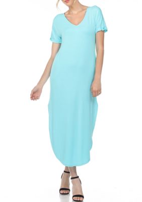 Short Sleeve V-neck Maxi Dress