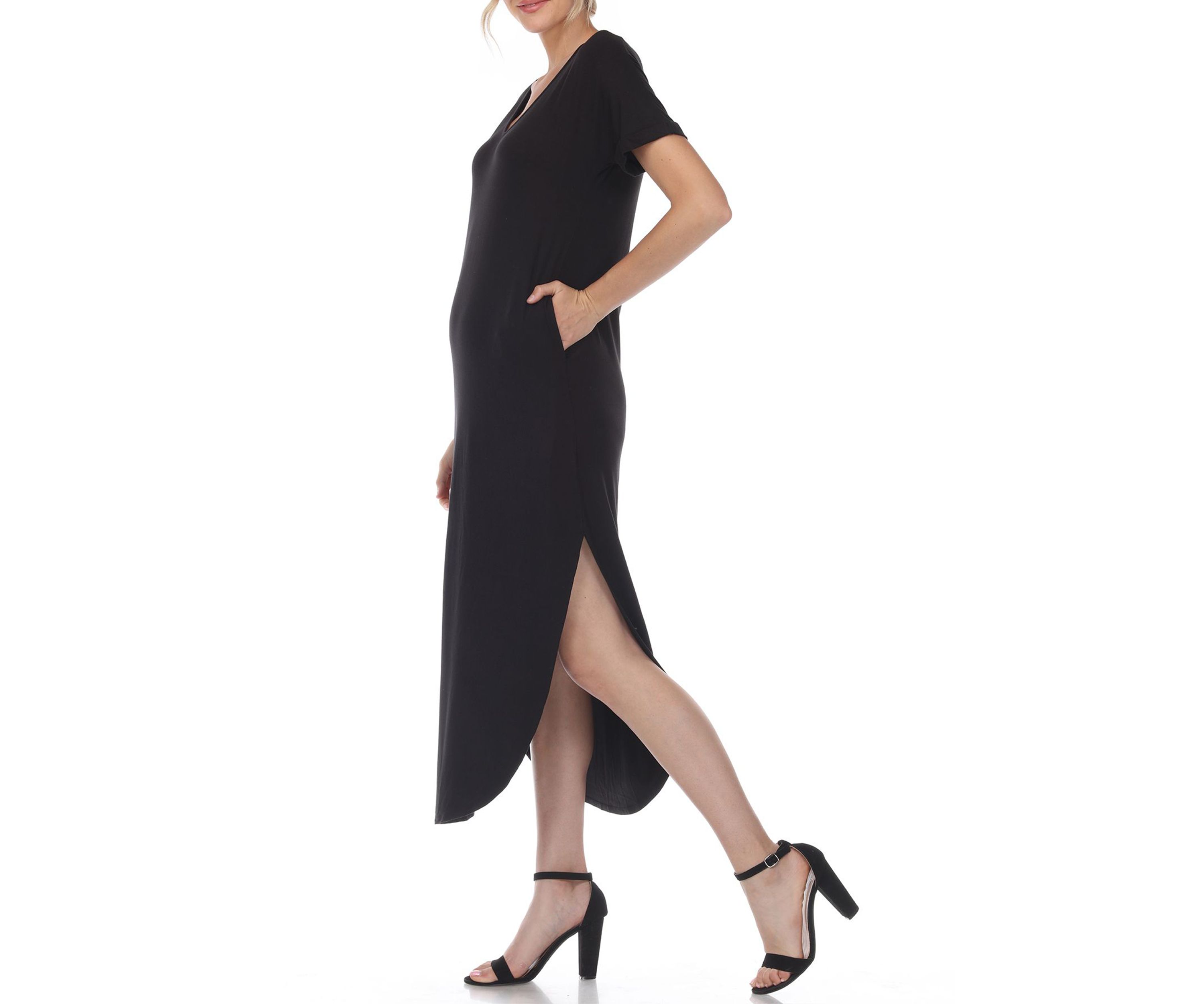 Short Sleeve V-neck Maxi Dress
