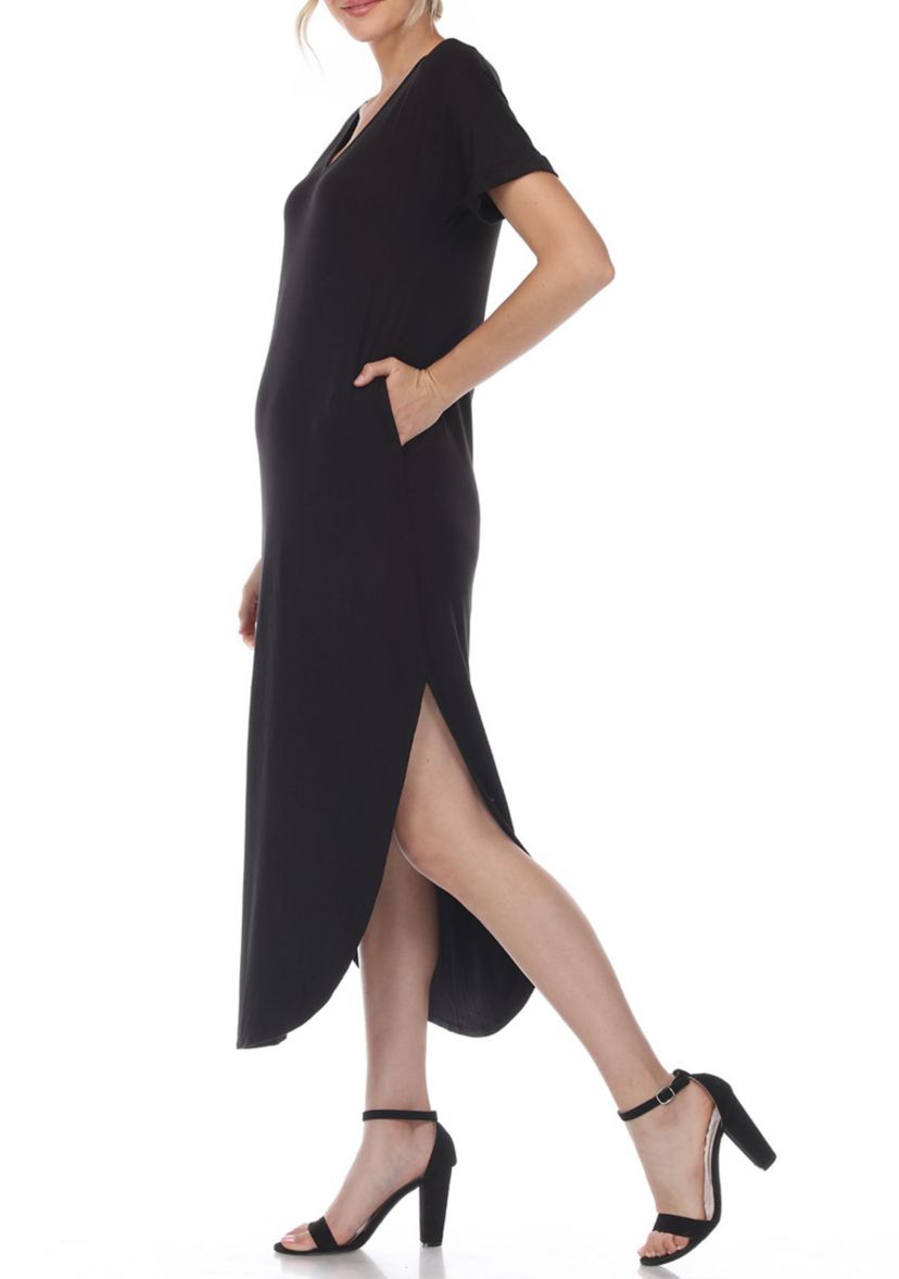 Short Sleeve V-neck Maxi Dress