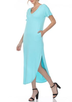 Short Sleeve V-neck Maxi Dress