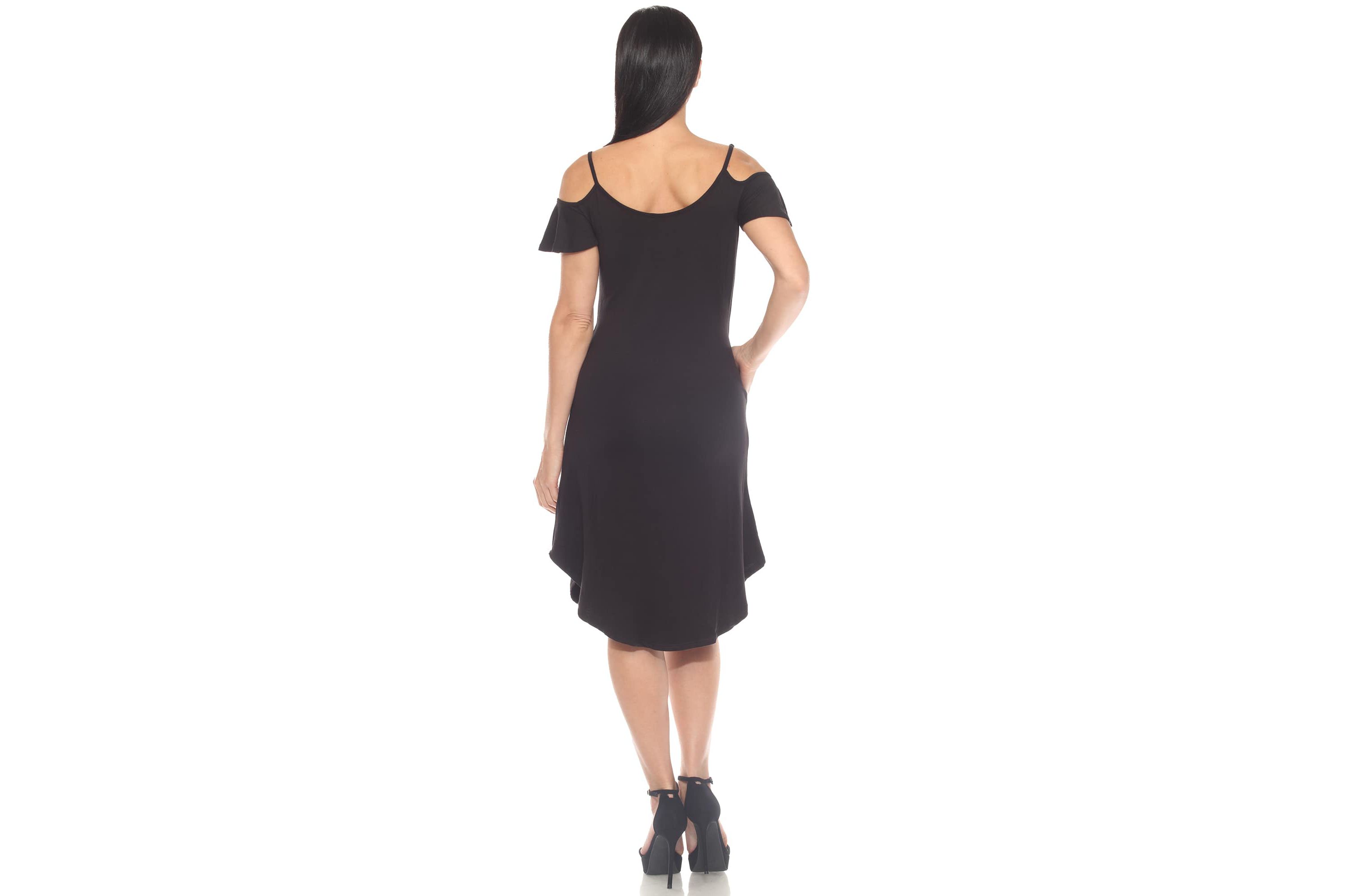 Womens Casual Scoop Neck Flutter Sleeve Knee Length Dress