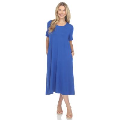 White Mark Women's Short Sleeve Midi Dress