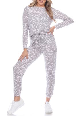 White Mark Women's Leopard Lounge Set