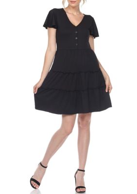 Short Sleeve V-neck Tiered Dress