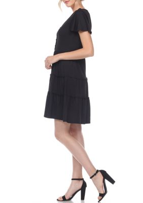 Short Sleeve V-neck Tiered Dress