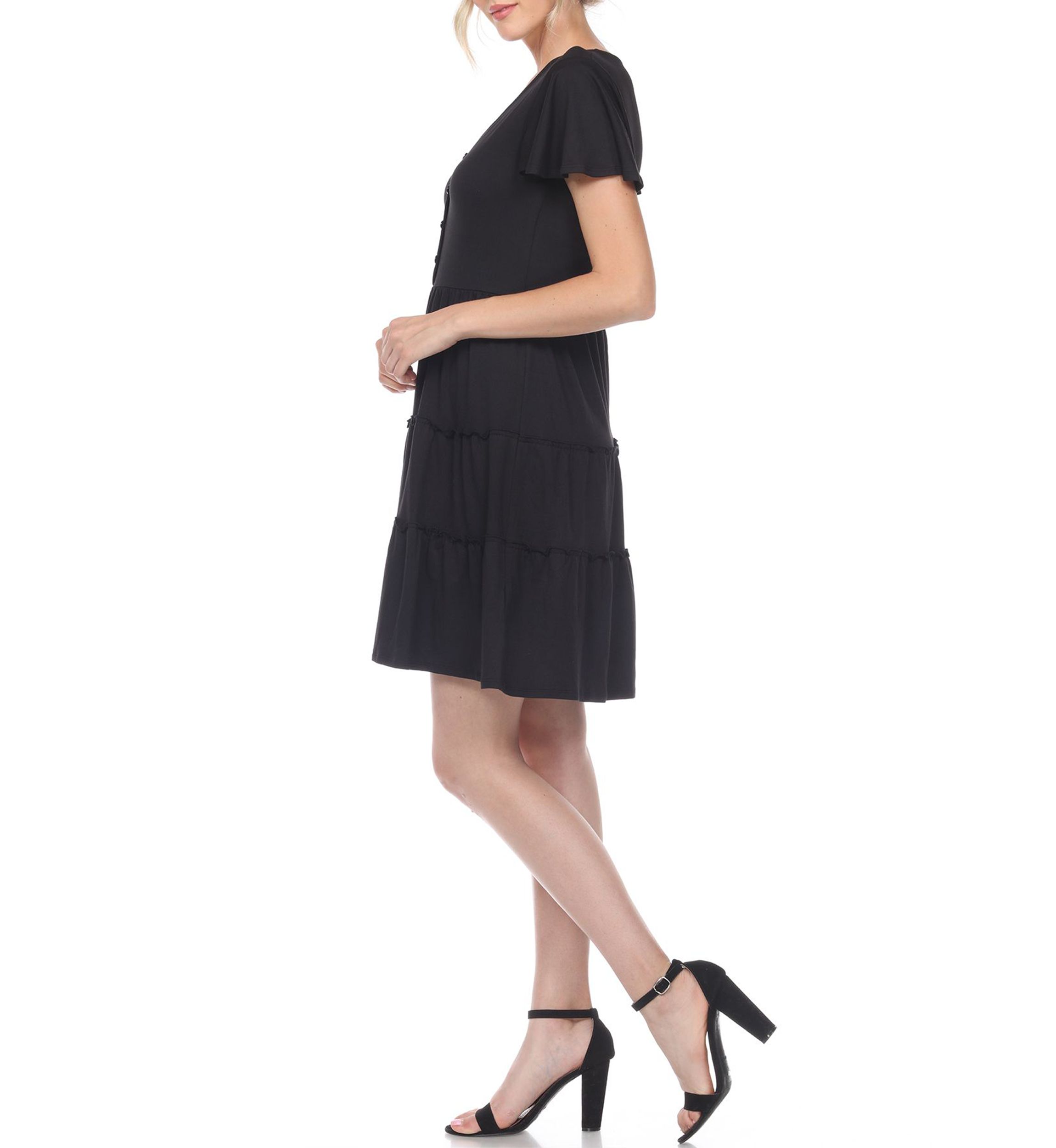 Short Sleeve V-neck Tiered Dress