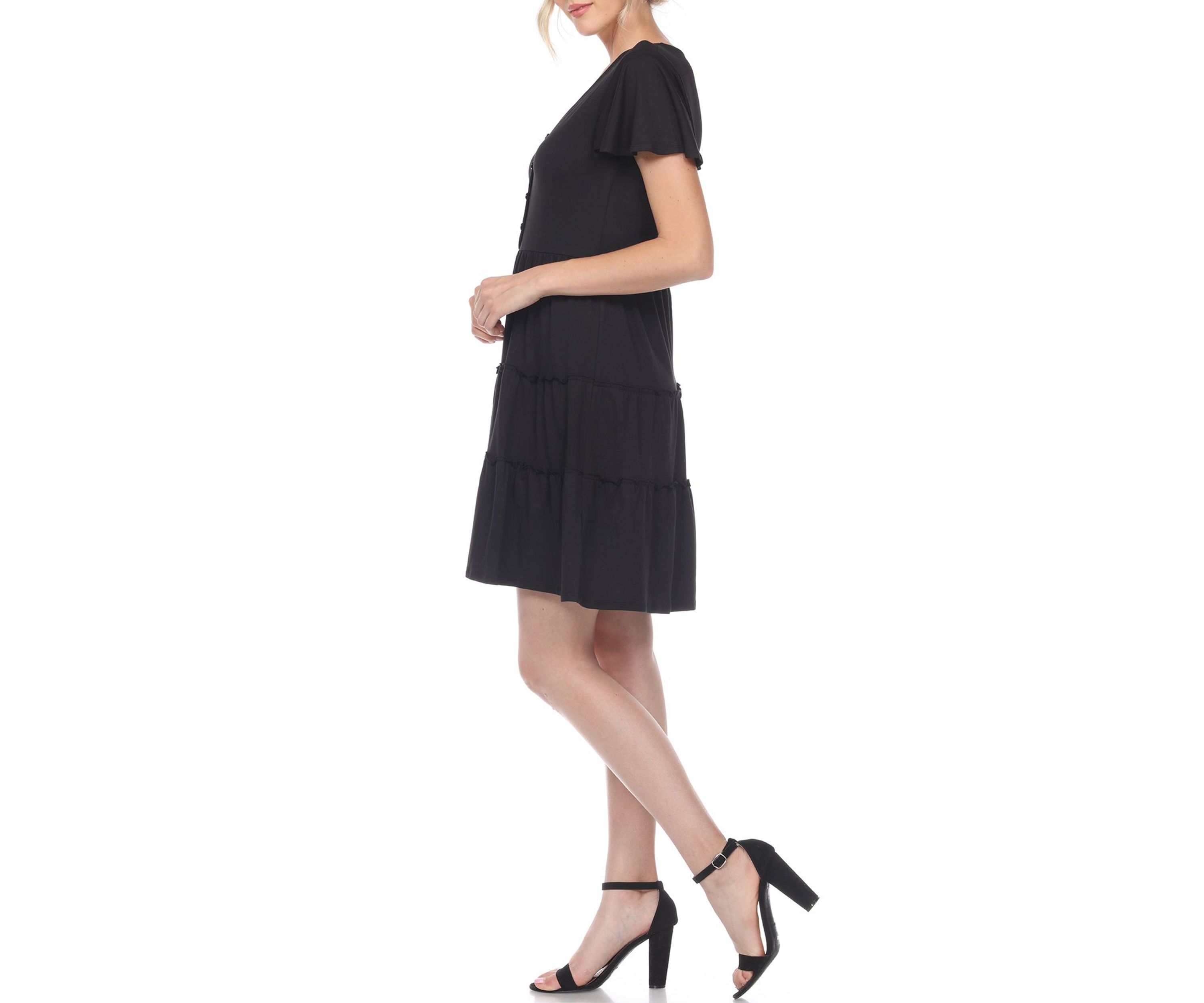 Short Sleeve V-neck Tiered Dress