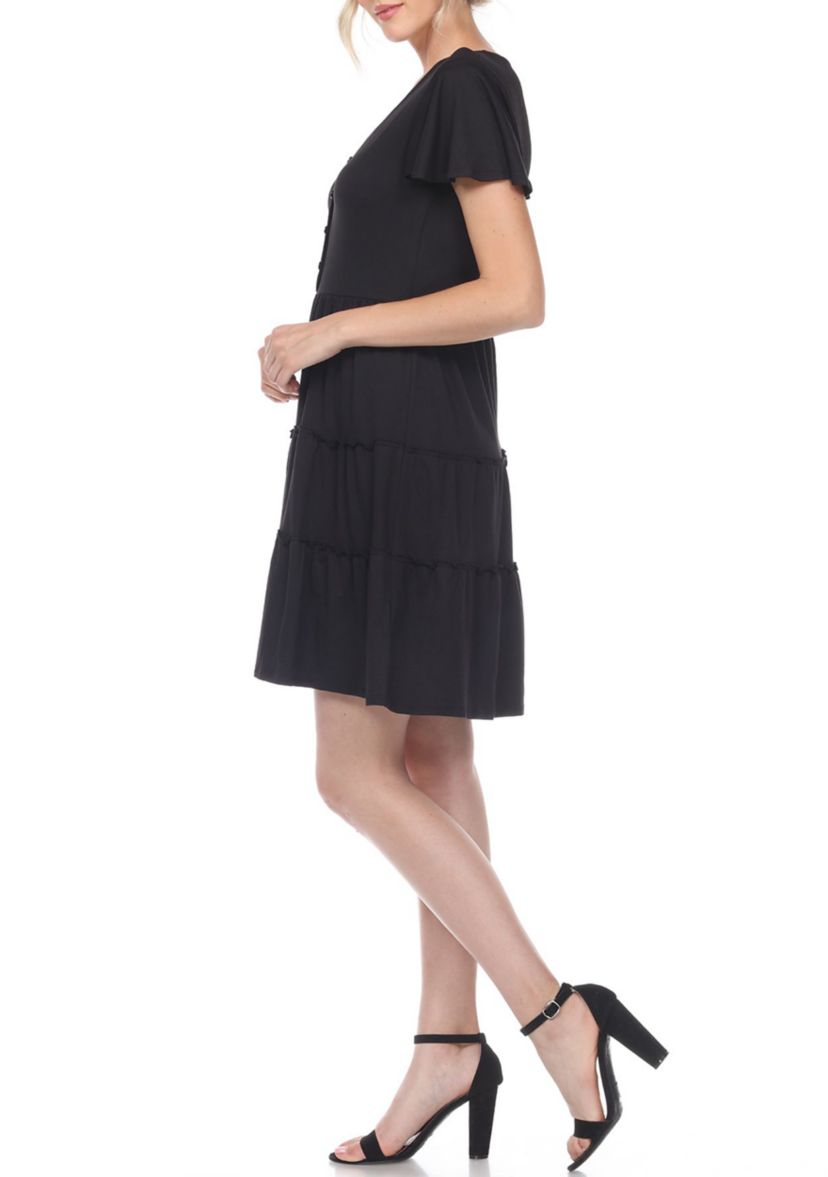 Short Sleeve V-neck Tiered Dress