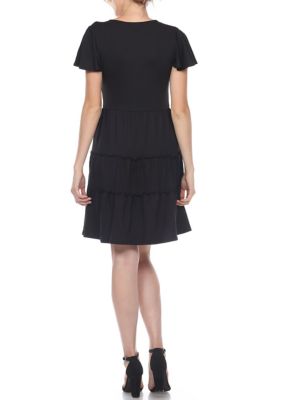 Short Sleeve V-neck Tiered Dress