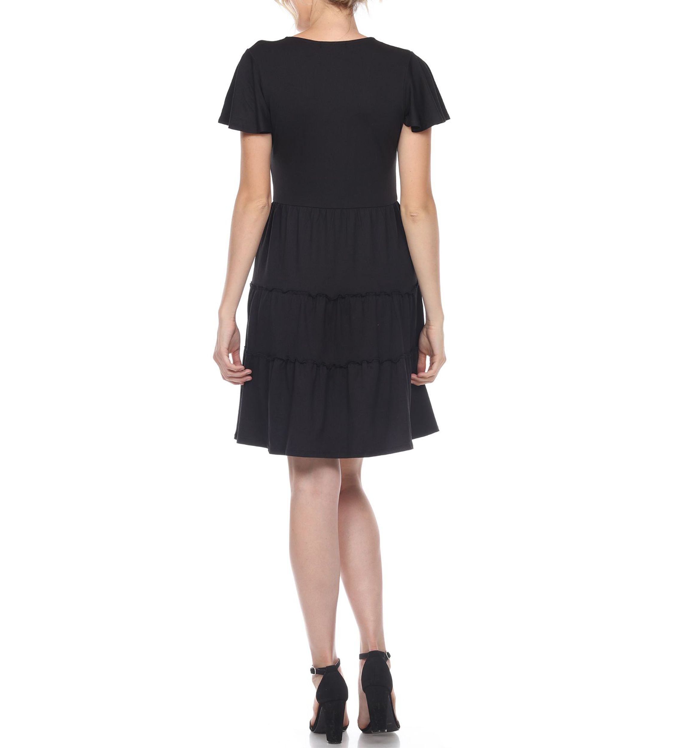 Short Sleeve V-neck Tiered Dress