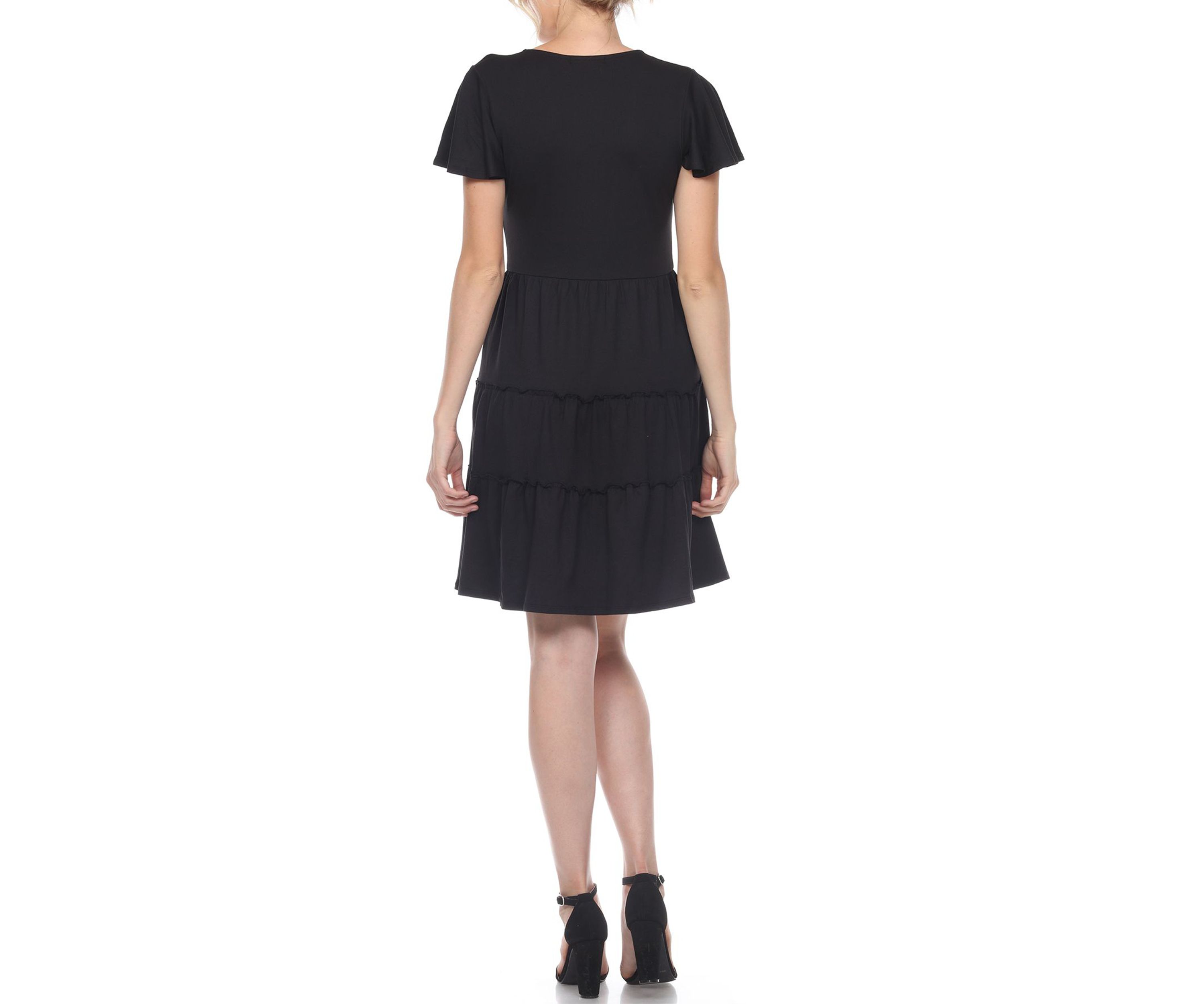 Short Sleeve V-neck Tiered Dress