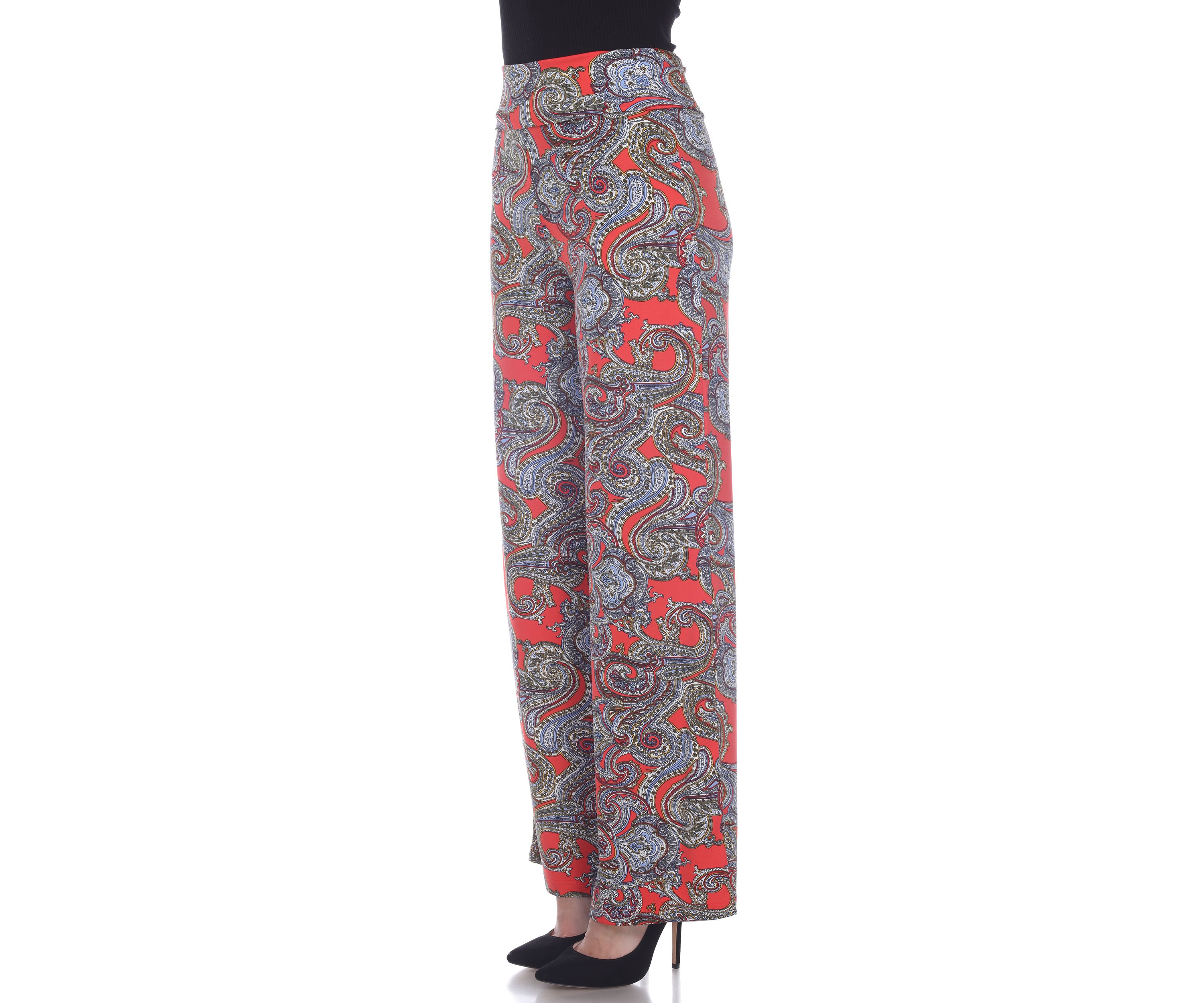 Womens Paisley Print Palazzo Pants