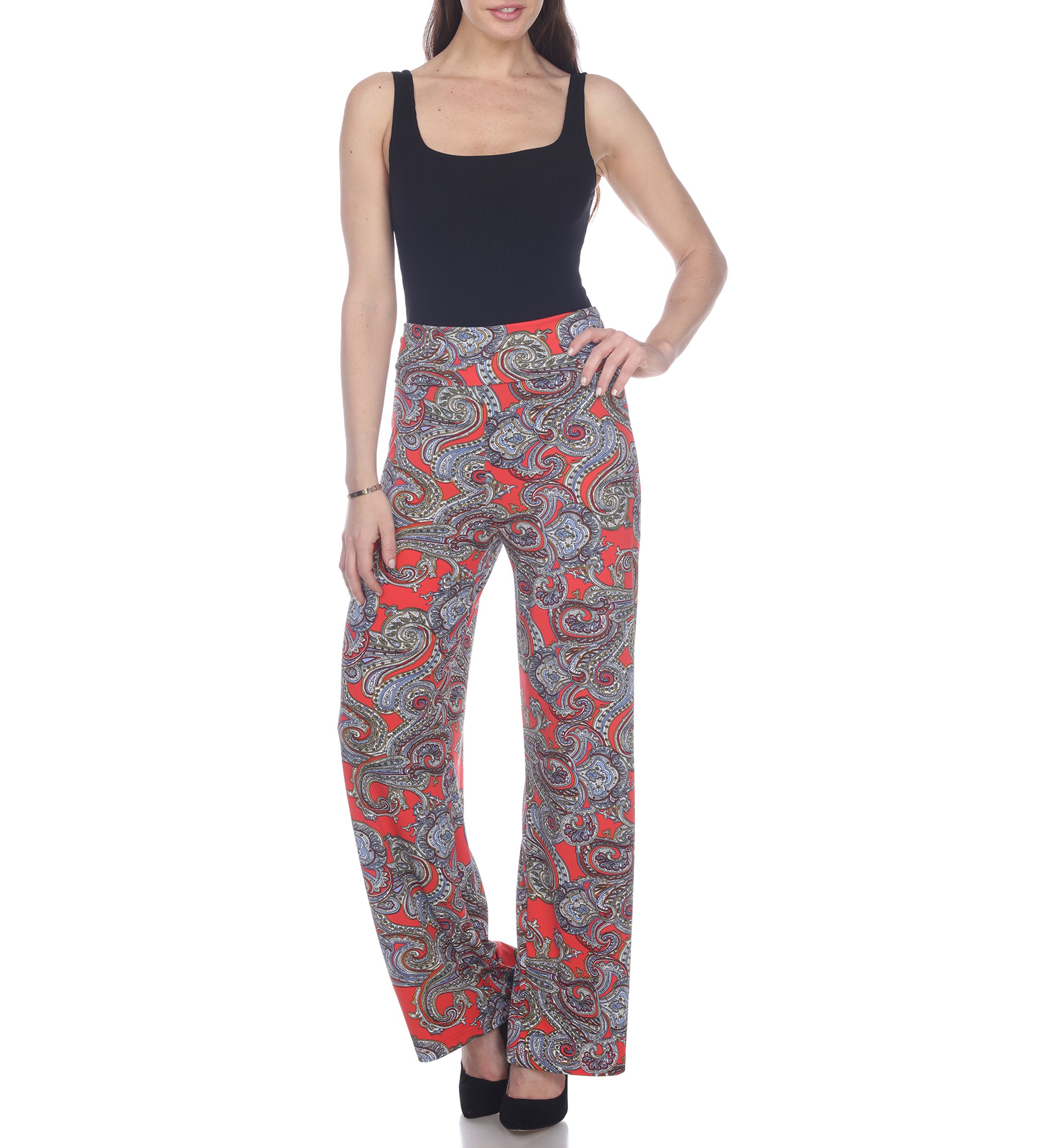 Womens Paisley Print Palazzo Pants