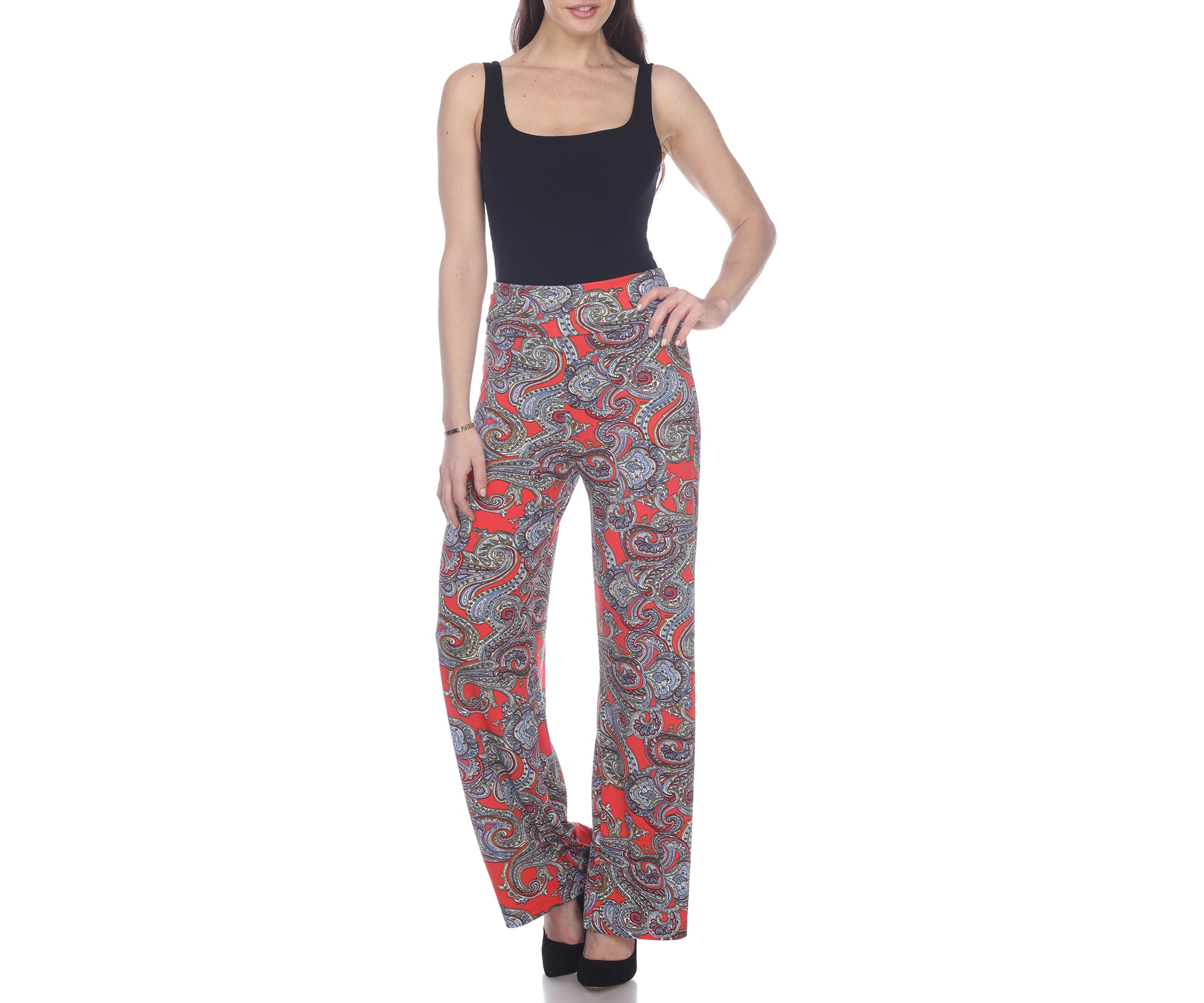 Womens Paisley Print Palazzo Pants