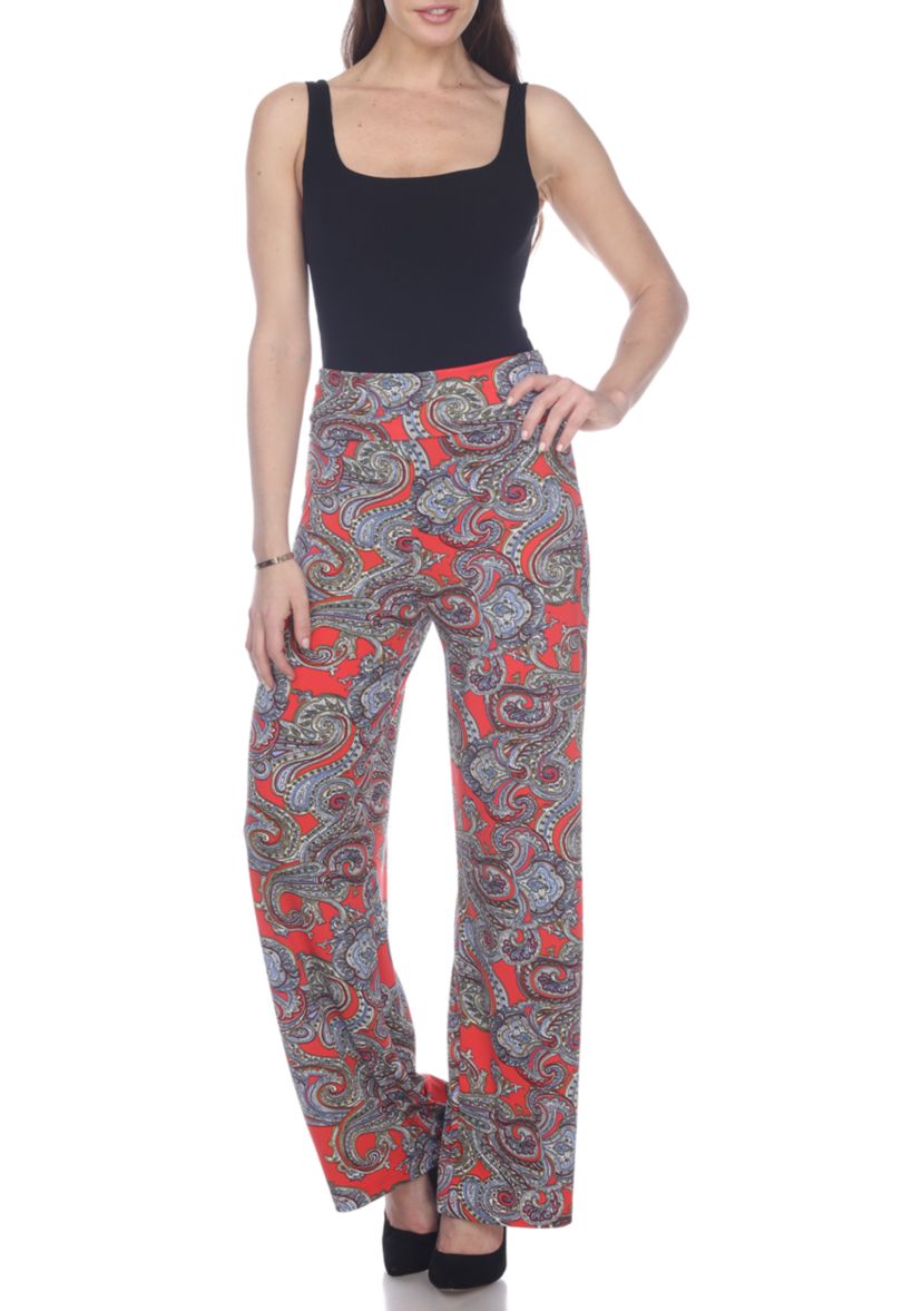 Womens Paisley Print Palazzo Pants