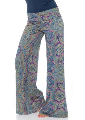 White Mark Women's Paisley Print Palazzo Pants