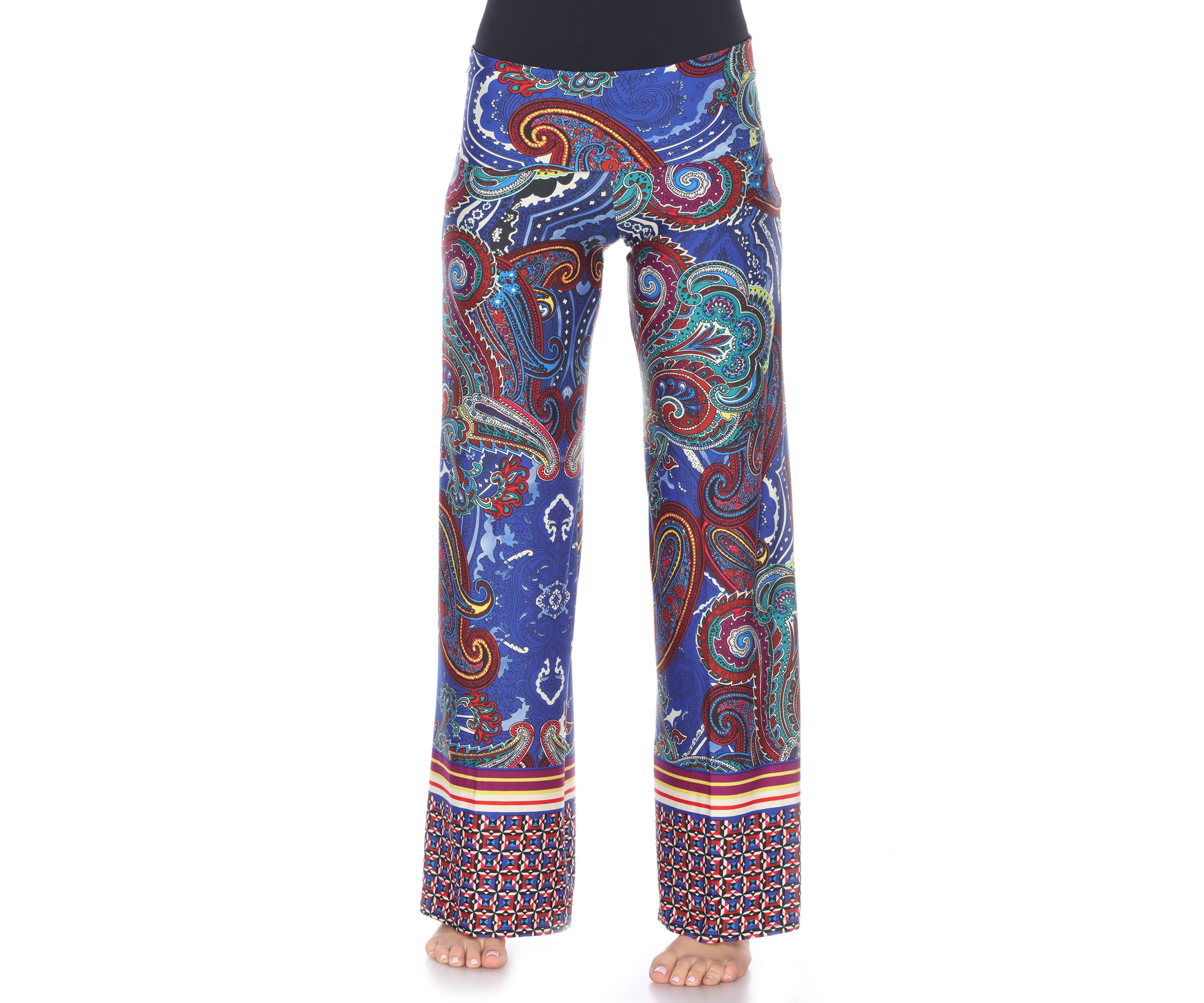 Womens Paisley Print Palazzo Pants