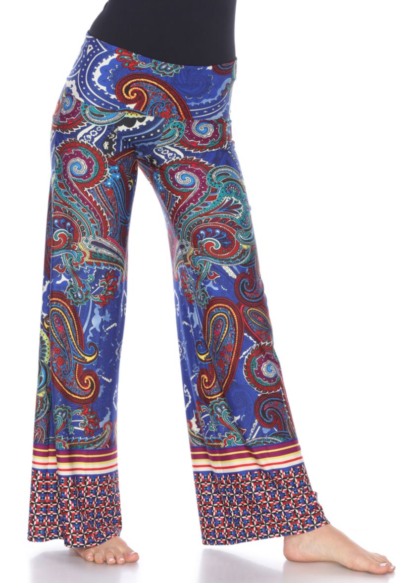 Womens Paisley Print Palazzo Pants