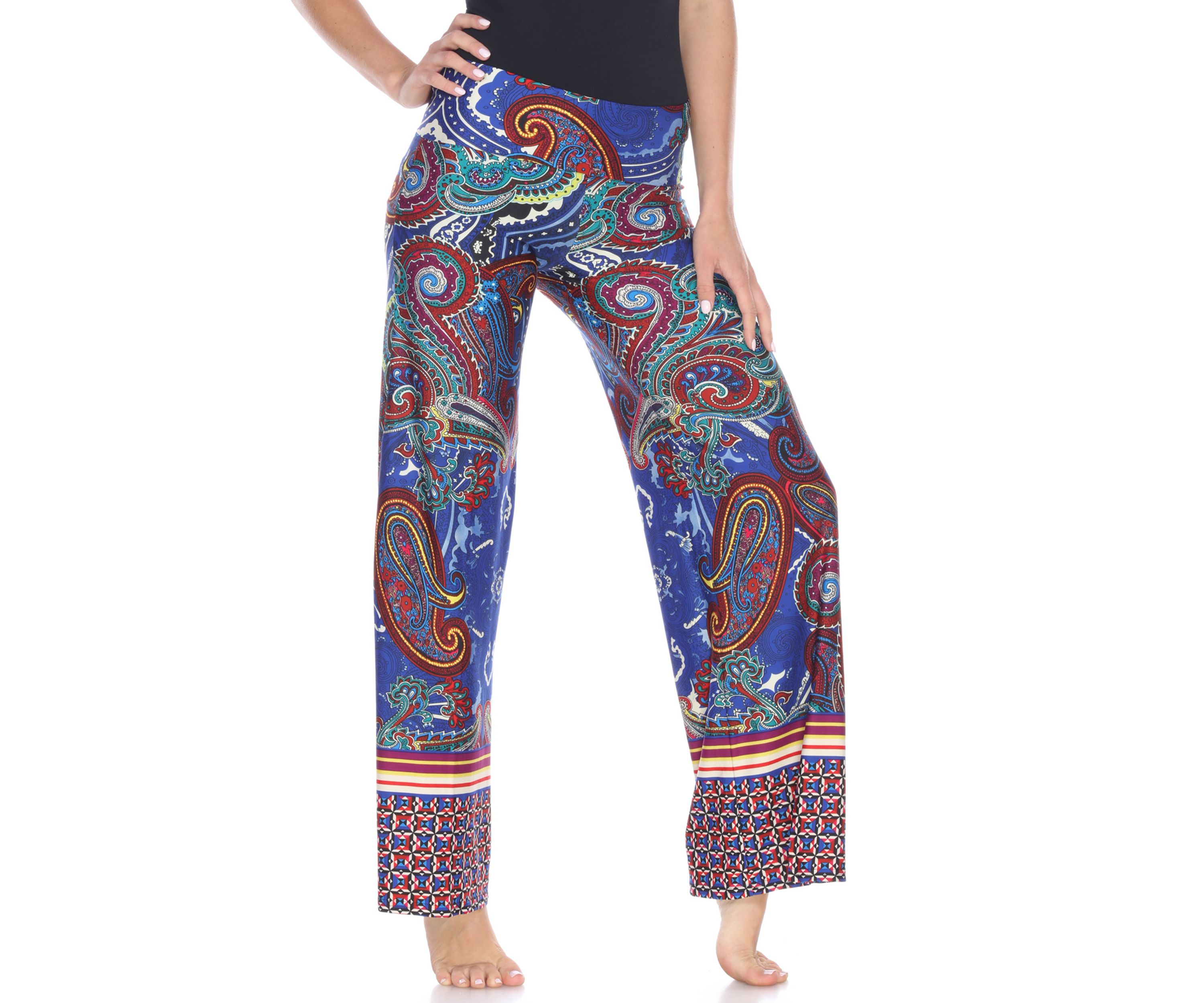 Womens Paisley Print Palazzo Pants