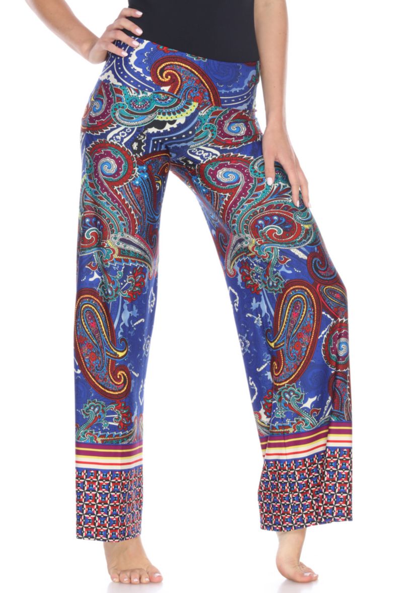 Womens Paisley Print Palazzo Pants