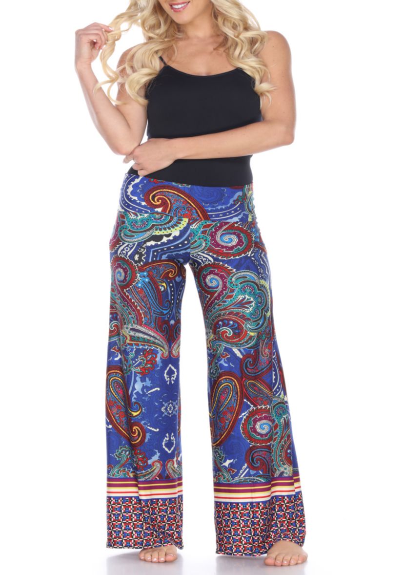 Womens Paisley Print Palazzo Pants