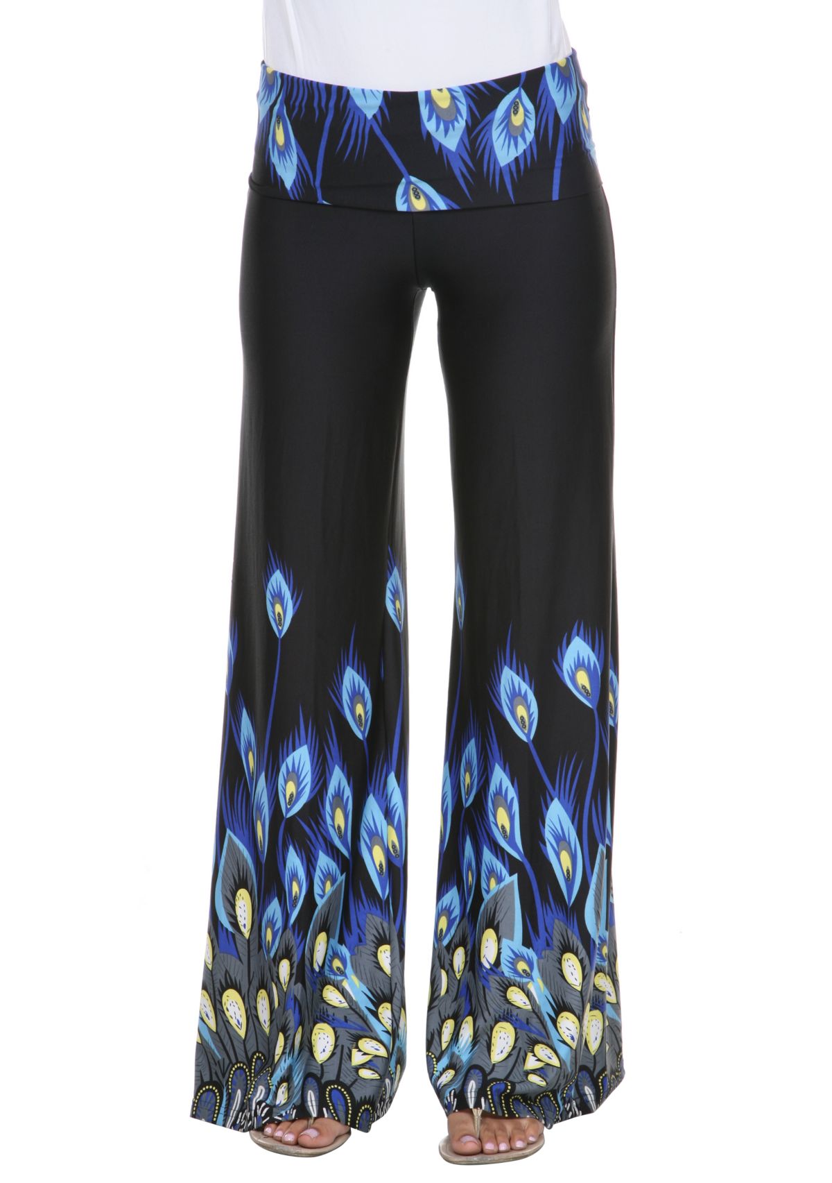 Womens Peacock Print Palazzo Pants