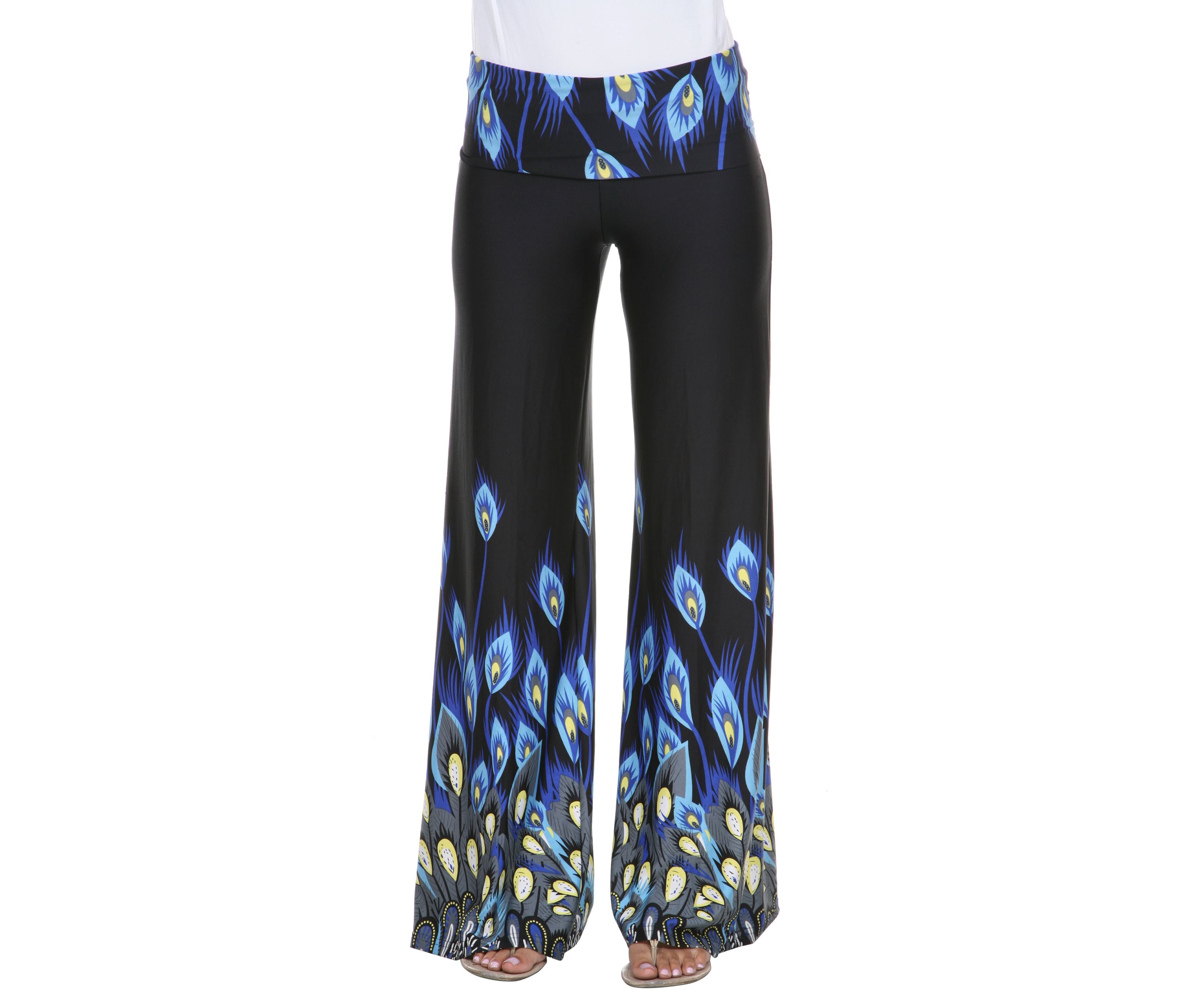 Womens Peacock Print Palazzo Pants