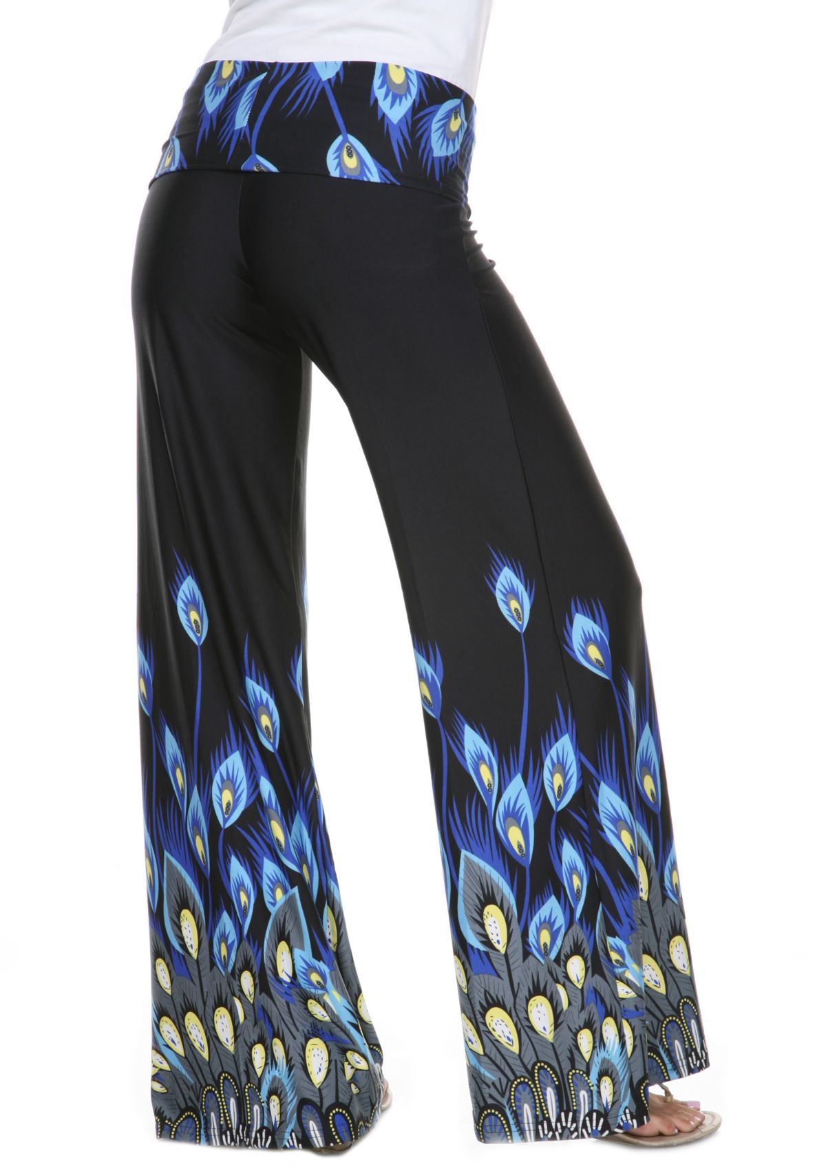 Womens Peacock Print Palazzo Pants