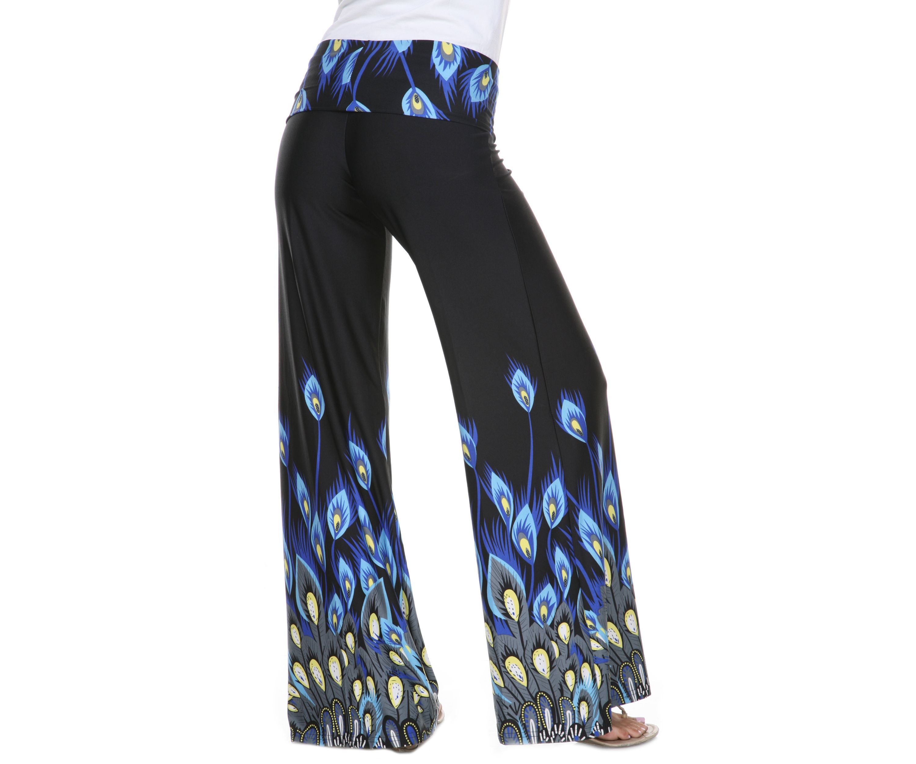 Womens Peacock Print Palazzo Pants