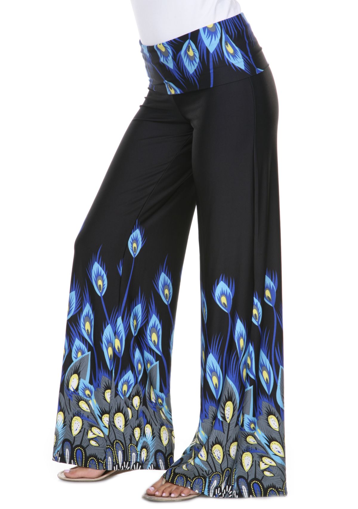 Womens Peacock Print Palazzo Pants