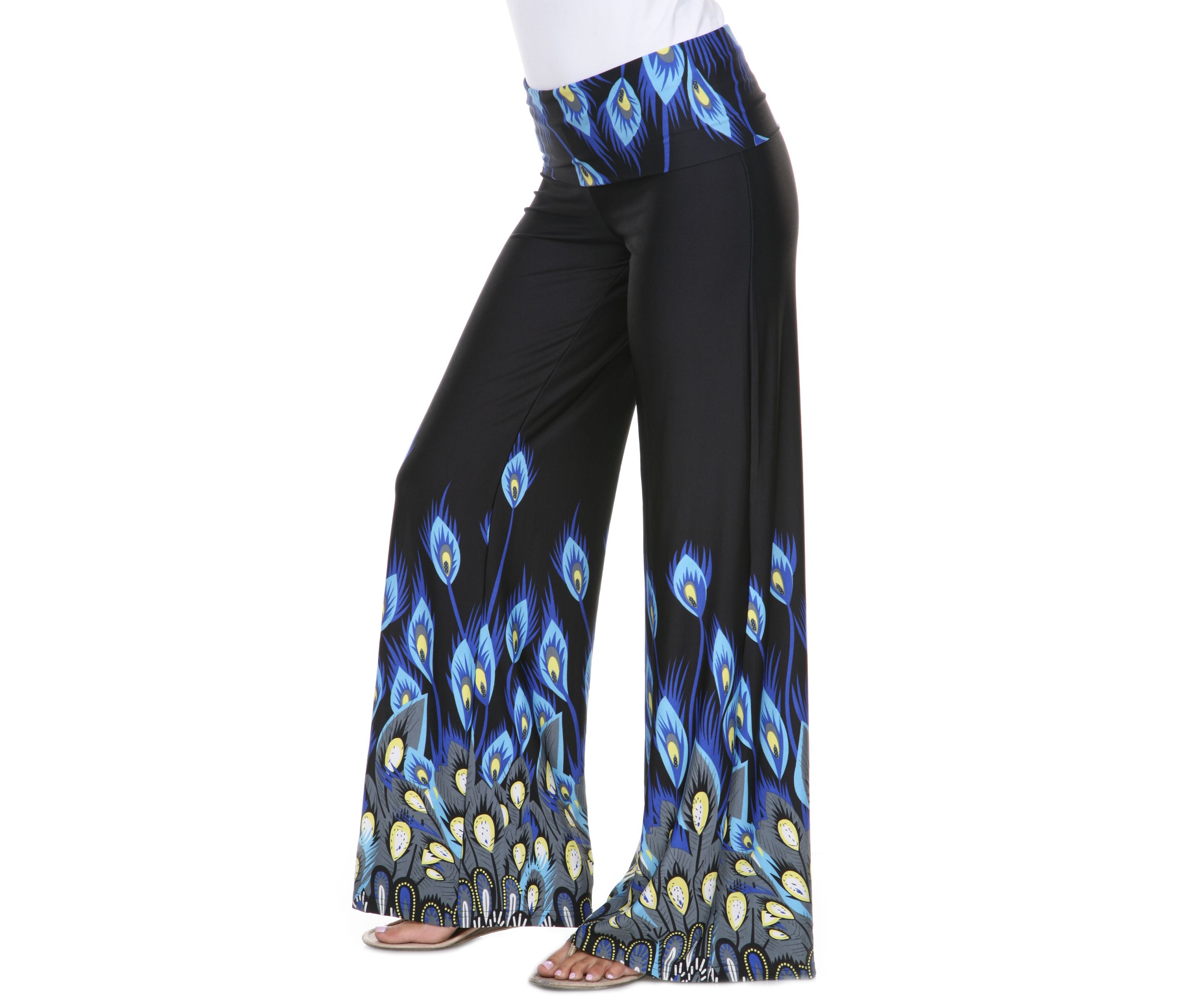 Womens Peacock Print Palazzo Pants