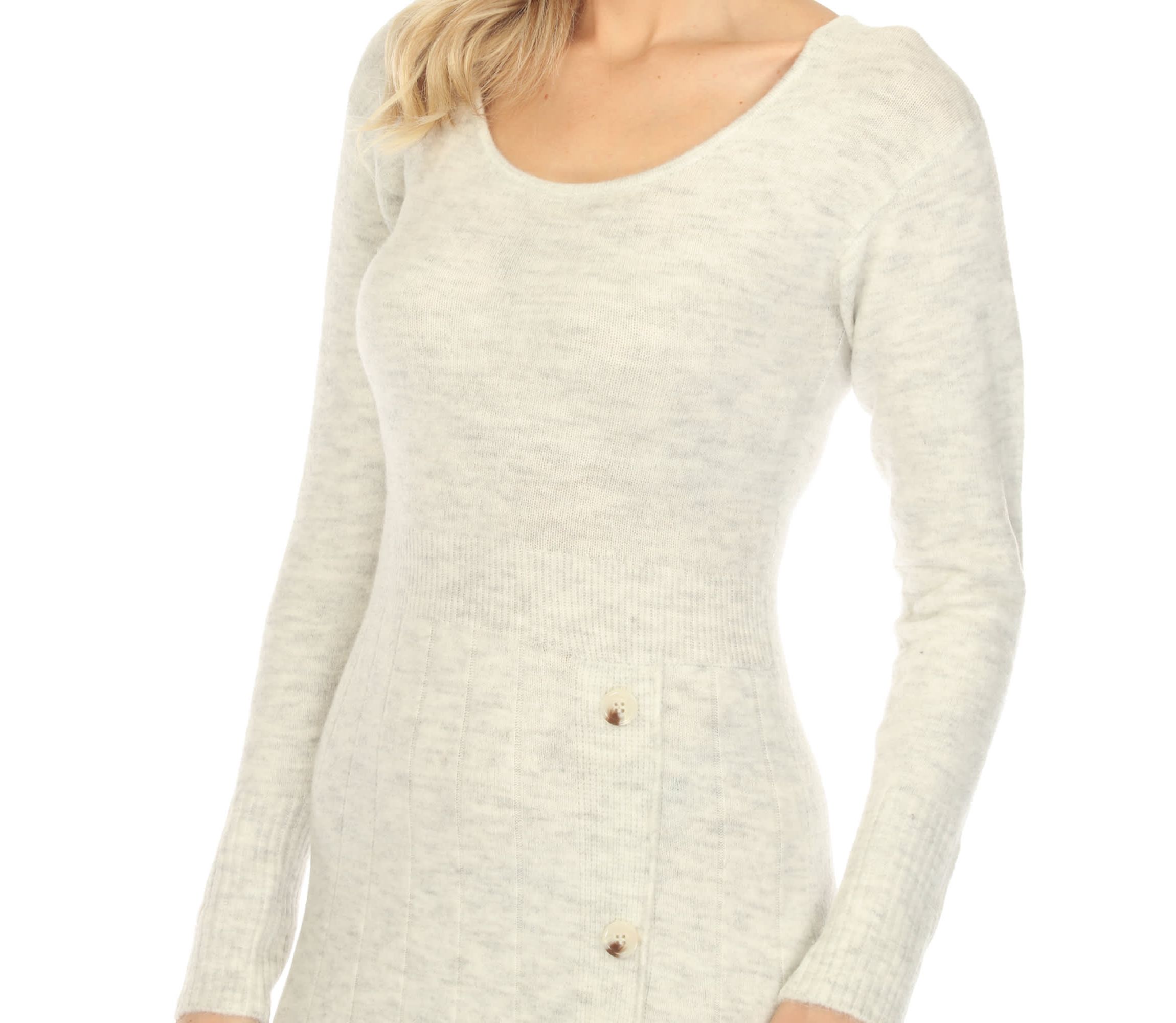 Womens Crew Neck Fit and Flare Sweater Midi Dress