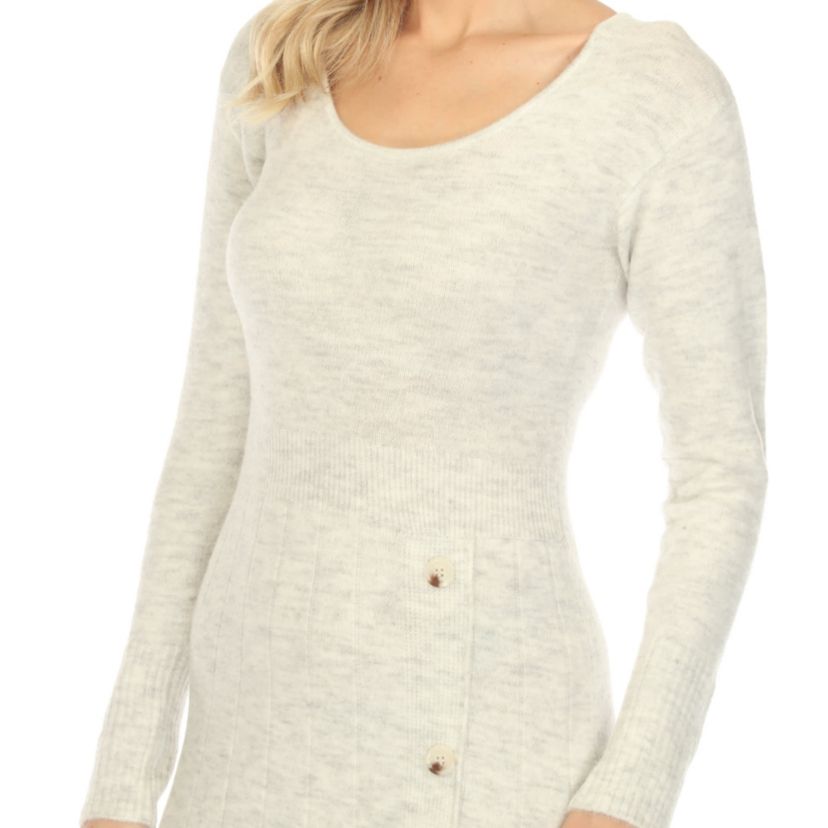 Womens Crew Neck Fit and Flare Sweater Midi Dress
